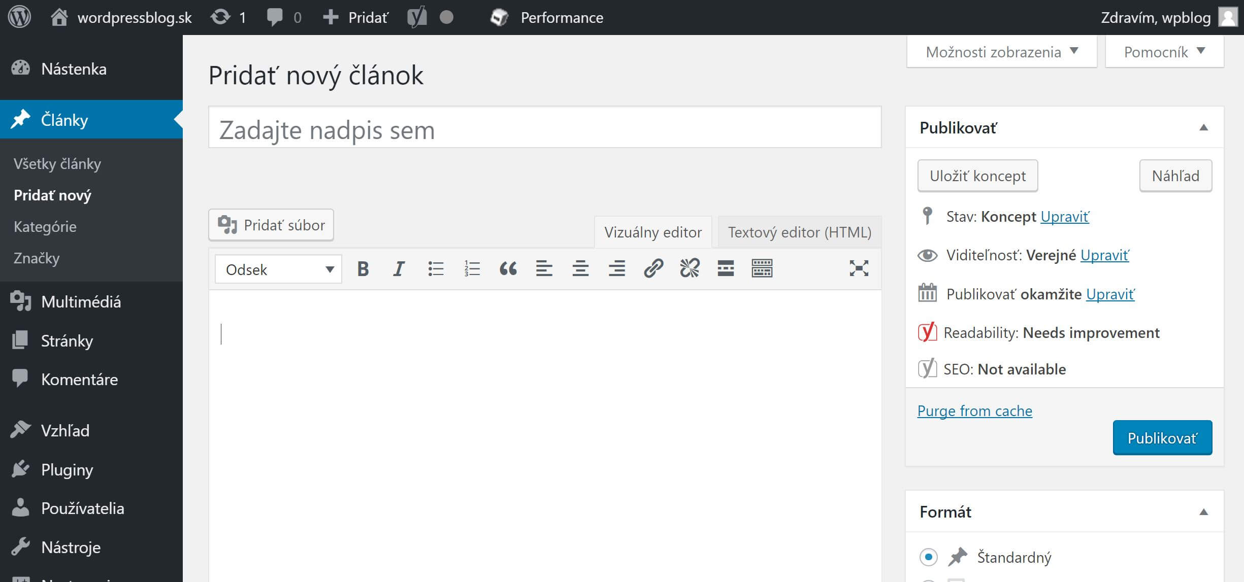 Edytor wpisów WordPress – starszy interfejs